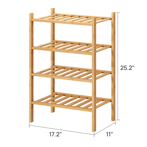 Viewcare bamboo shelf doubles as bookshelf or plant stand in living rooms.