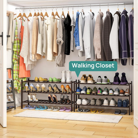 Viewcare long shoe rack stacked setup demonstrates expandable storage