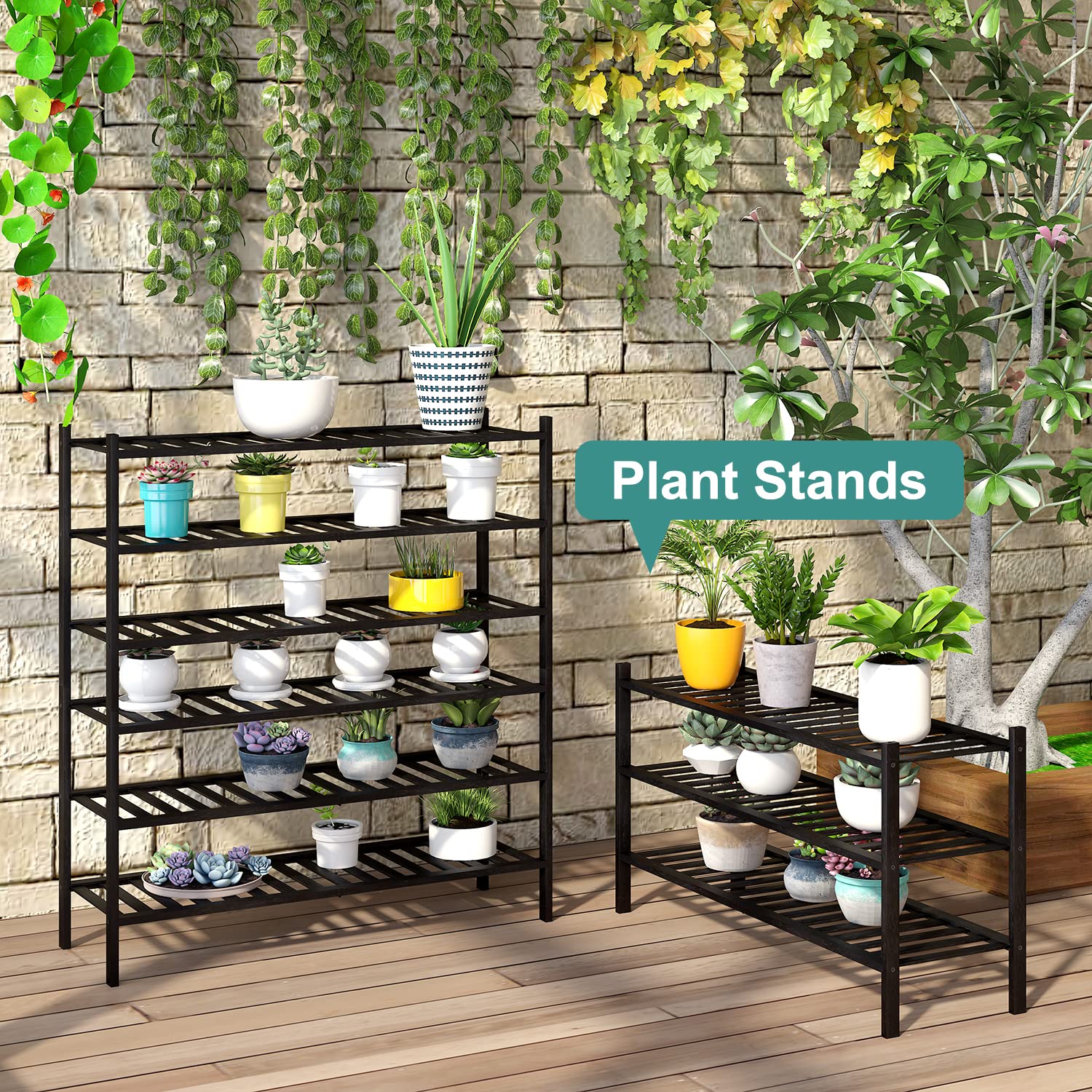 Viewcare multi-use bamboo rack as living room display or shelf