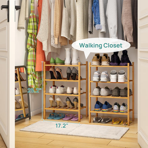 Viewcare rack showing removable rows to fit different shoe sizes, including boots.