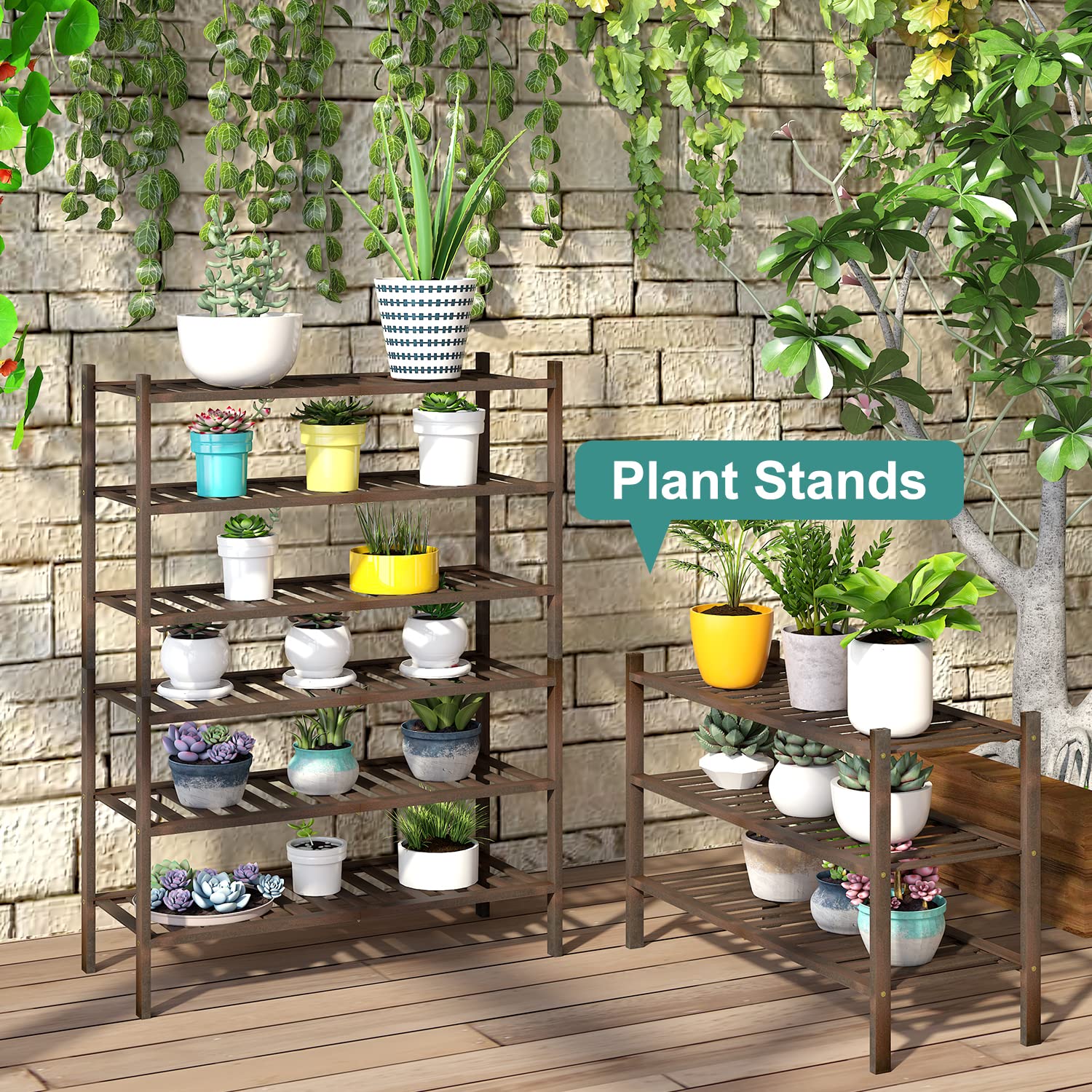 Viewcare bamboo shoe rack in hallway or entryway keeps shoes visible