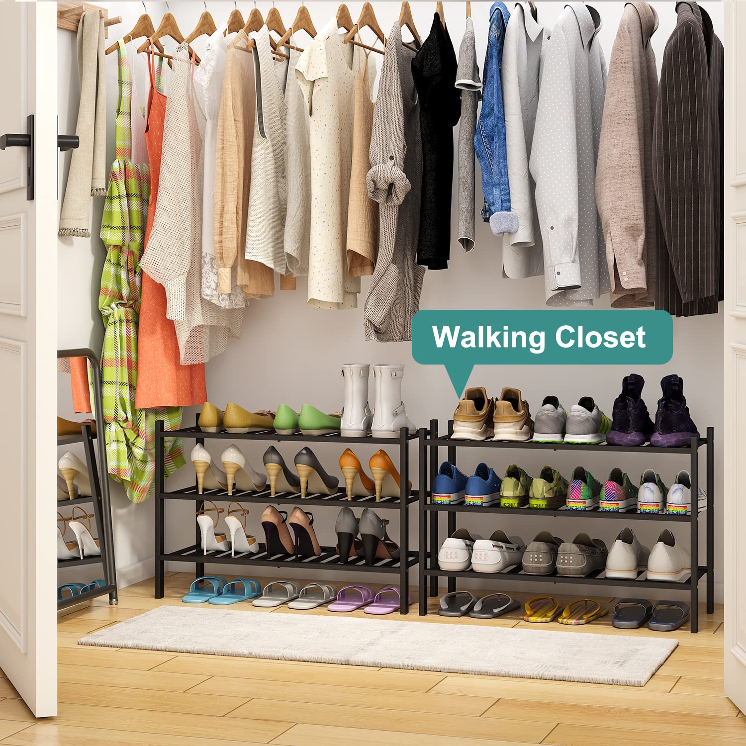Viewcare stackable design shoe rack demonstrates scalable organization