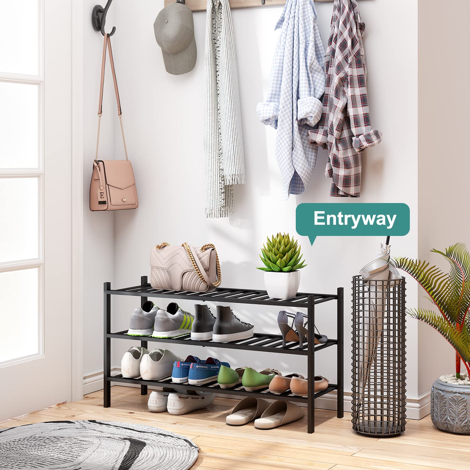 Viewcare stackable design demonstrating scalable shoe organization