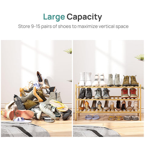 Viewcare stackable shoe rack in entryway organizing multiple pairs.