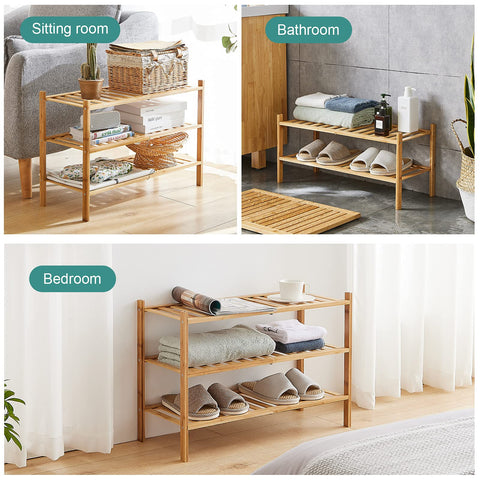 Viewcare versatile bamboo rack suits books or plants for living room decor.