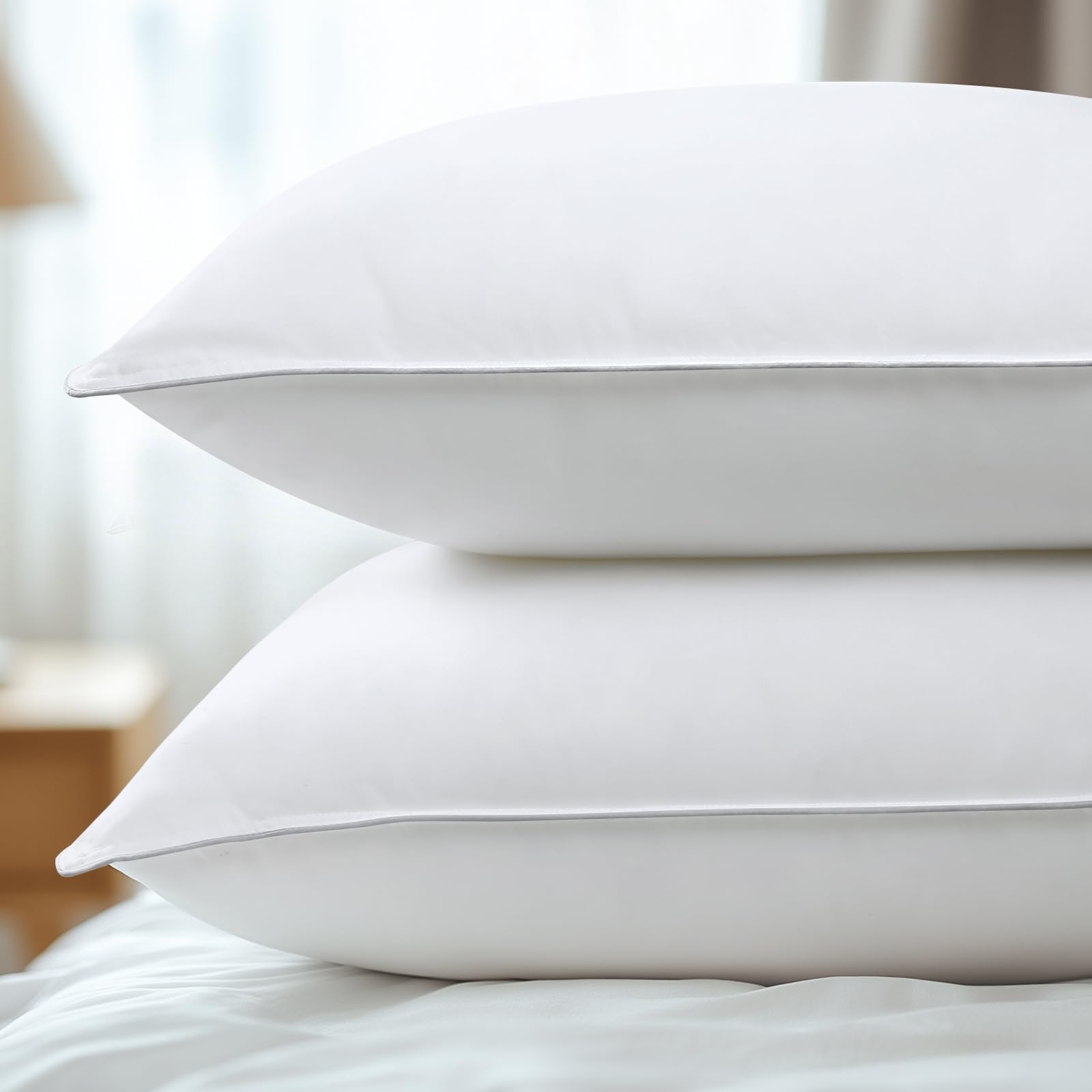 Viewstar bed pillows queen set of 2 with firm down-alternative fill for all sleep positions