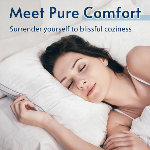 Viewstar gusseted pillow closeup shows structured support and resilient fill