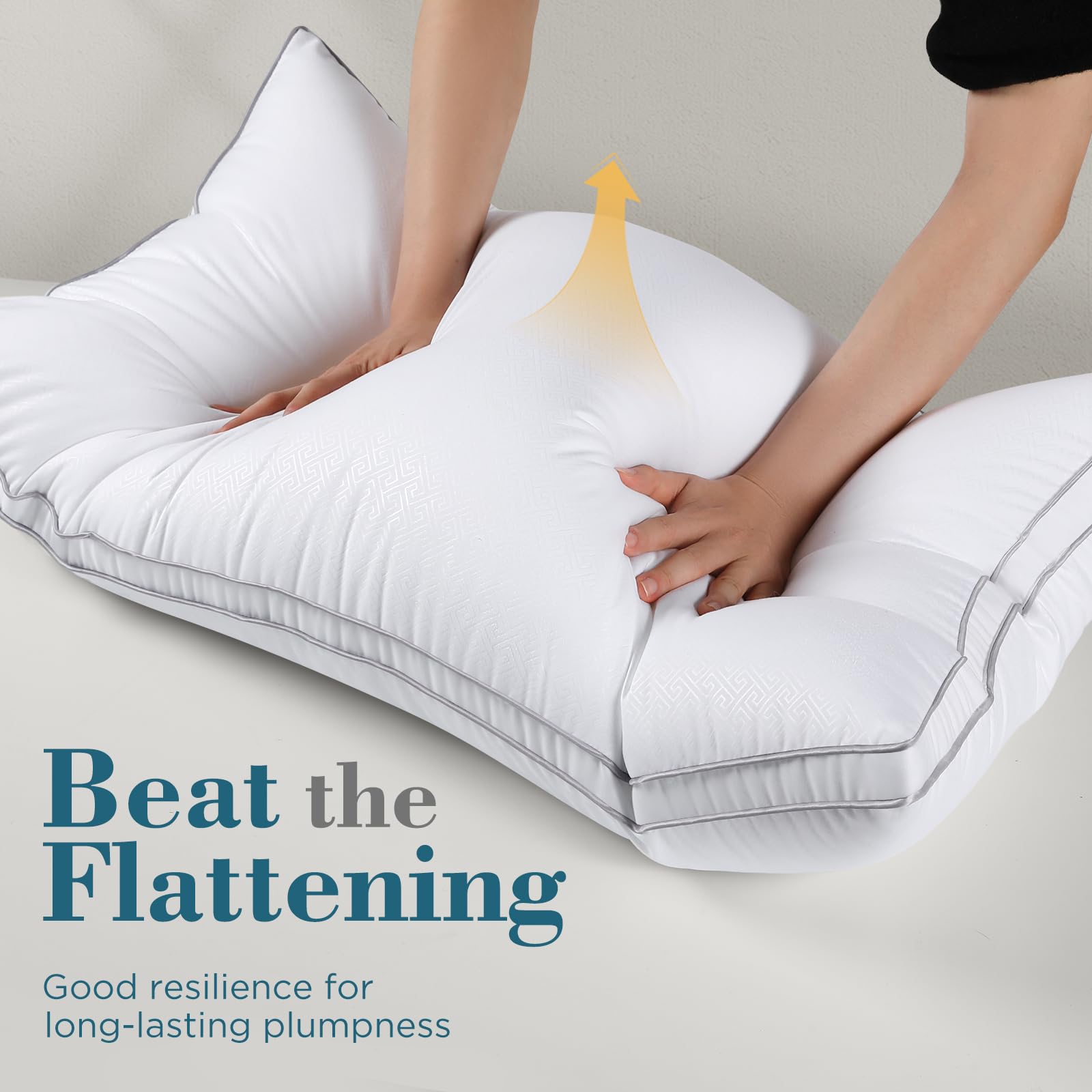 Viewstar interior down-alternative core provides plush, supportive feel.