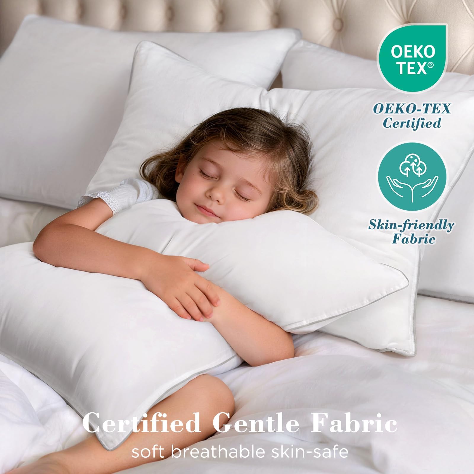 Viewstar queen-size pillows measure 20 by 27.5 inches for easy bed fit
