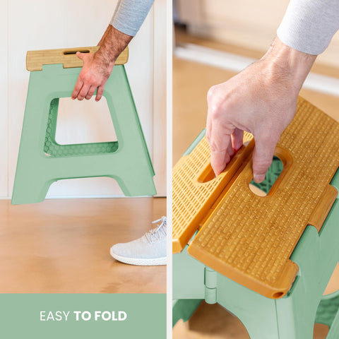 Vintage green bamboo-print top adds stylish appeal.