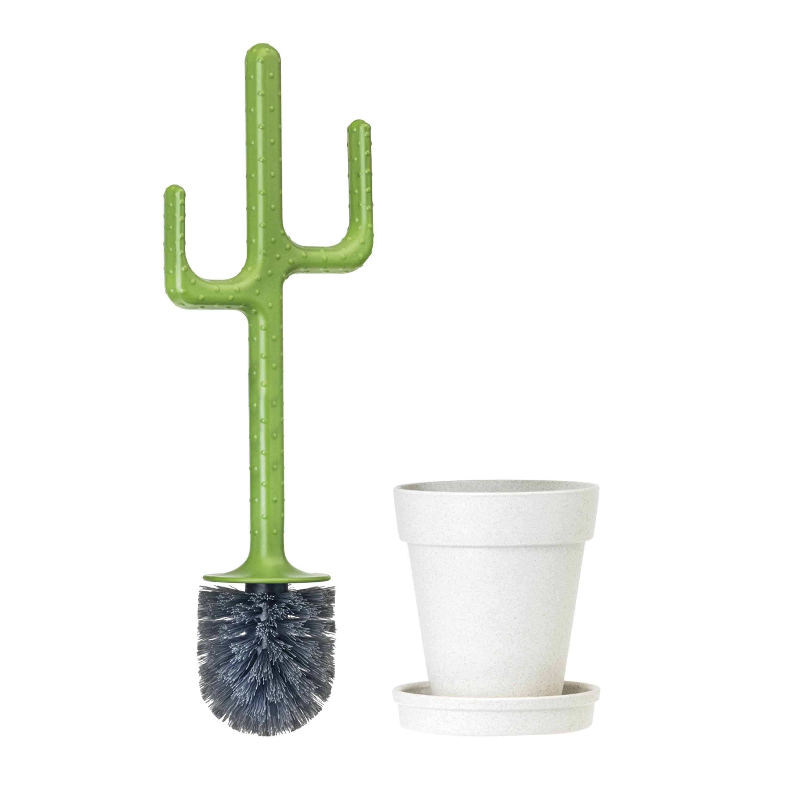Vigar cactus toilet brush with extended handle for comfortable grip and control.