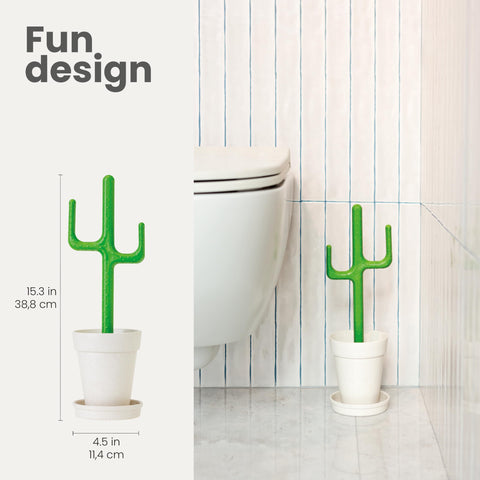 Vigar cactus toilet brush holder with planter base for decorative bathroom storage.