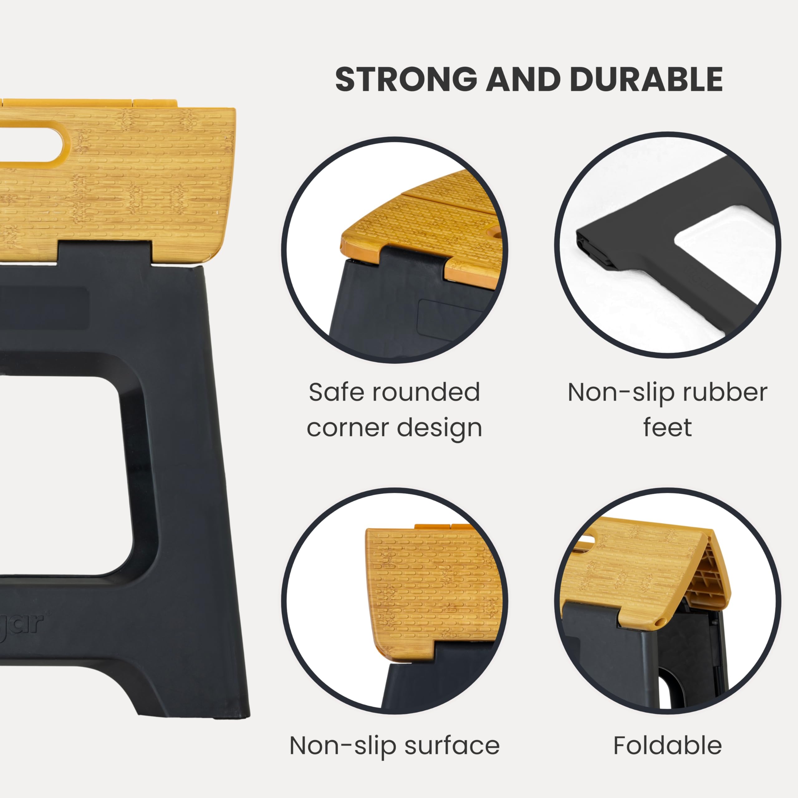 Vigar Bamboo-top Step Stool provides stylish grip during tasks.