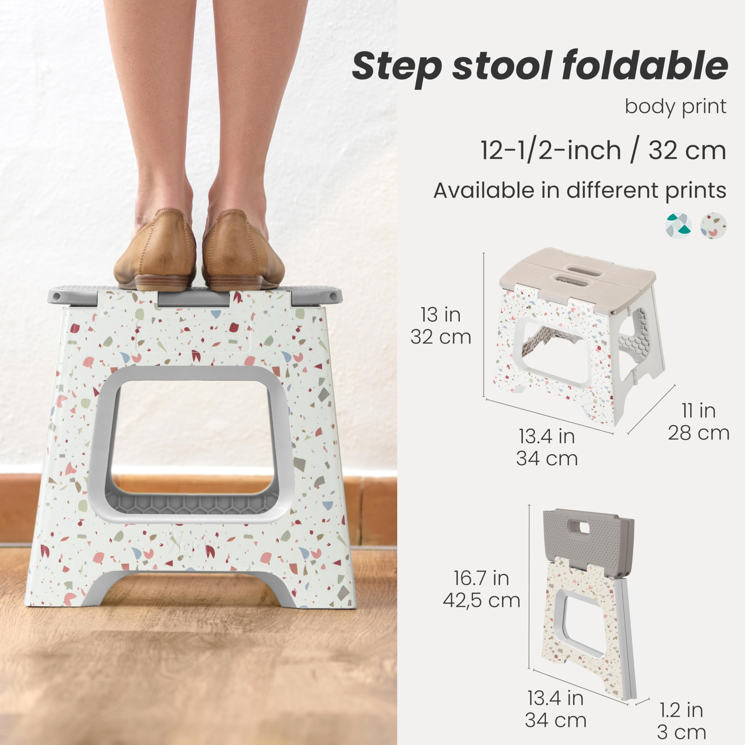Vigar compact step stool folded side view showing slim profile