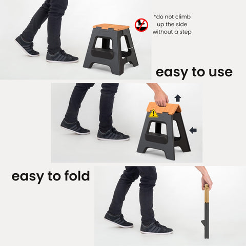 Vigar Compact Step Stool internal folding mechanism shown for easy transport and storage.