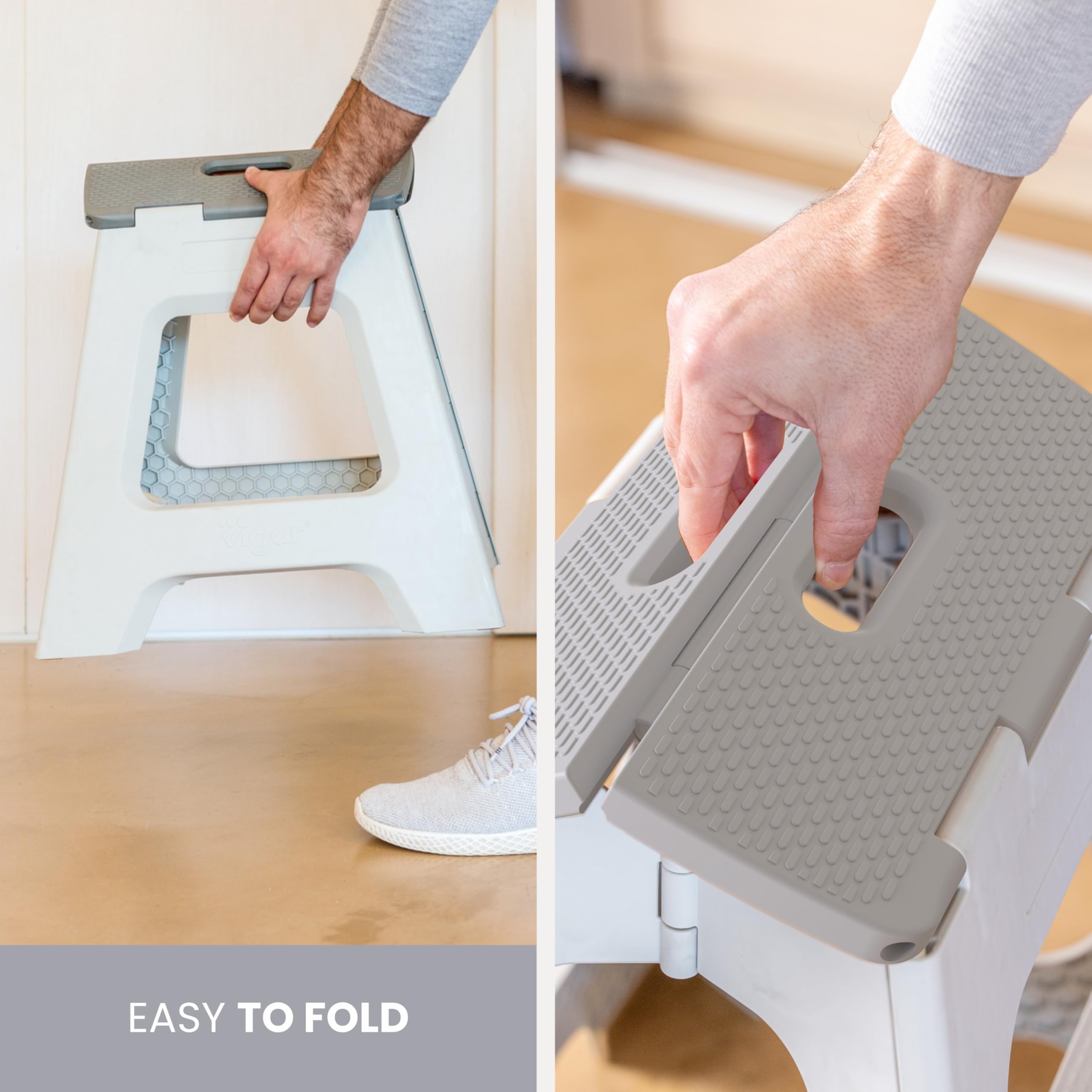 RV-friendly Vigar compact step stool for travel convenience.