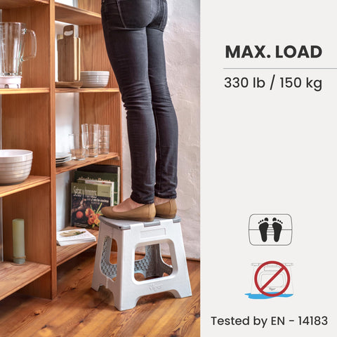 Non-slip surface on the Vigar stool for safer use.
