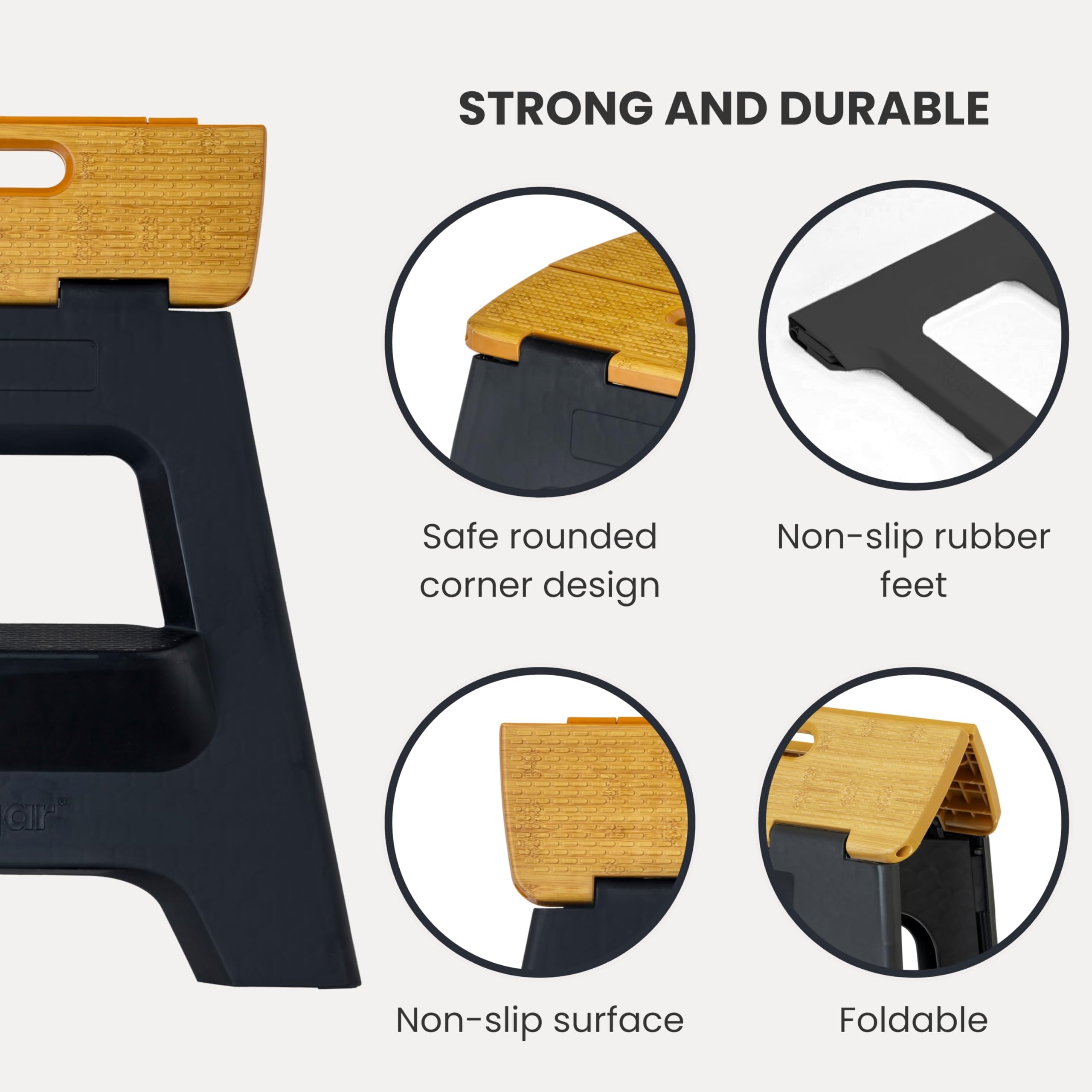 Vigar Compact Step Stool in shower-ready position demonstrates versatile bathroom use.