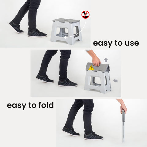 Side view of Vigar compact step stool showing stable frame.