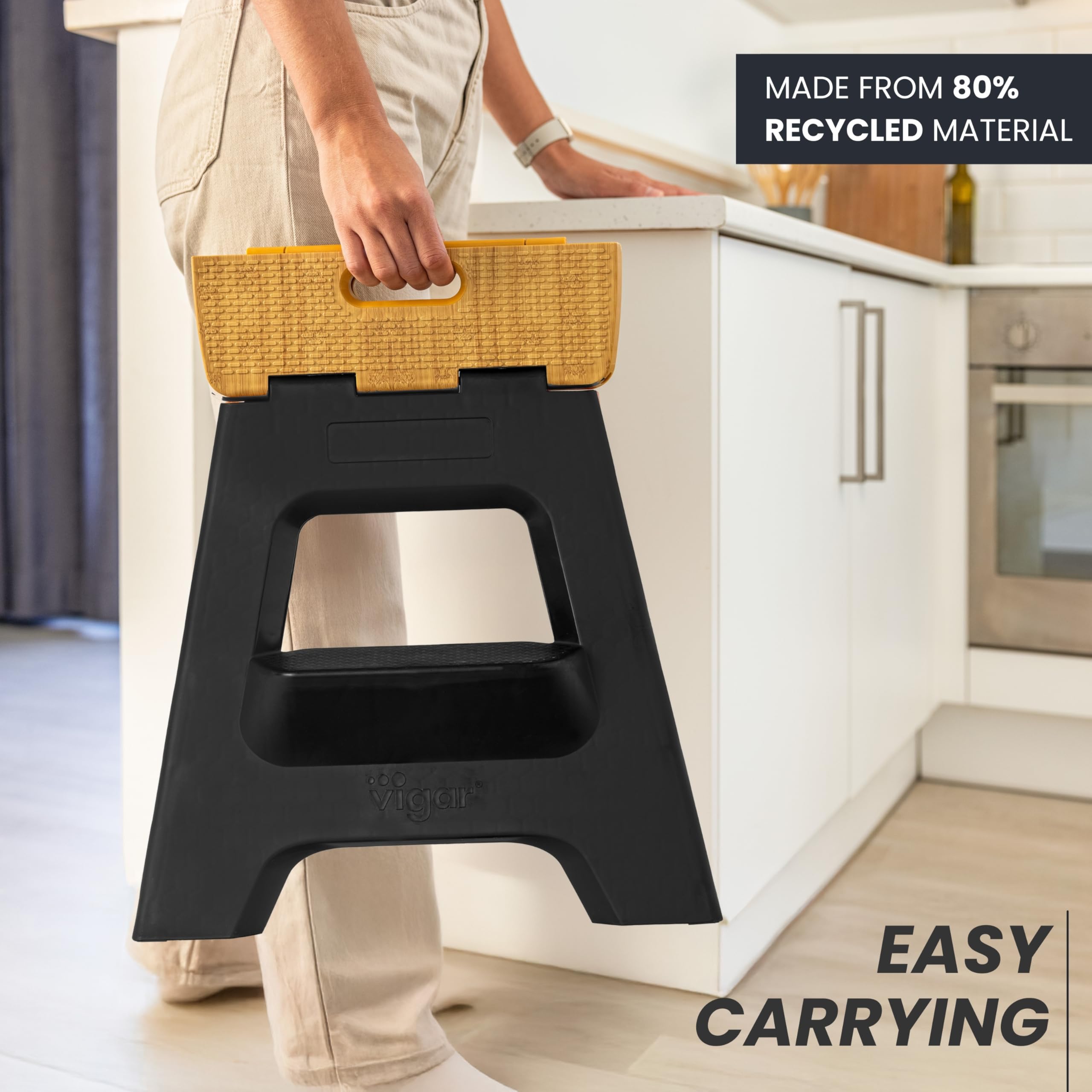 Vigar Compact Step Stool stabilizing feet support secure standing on floors.