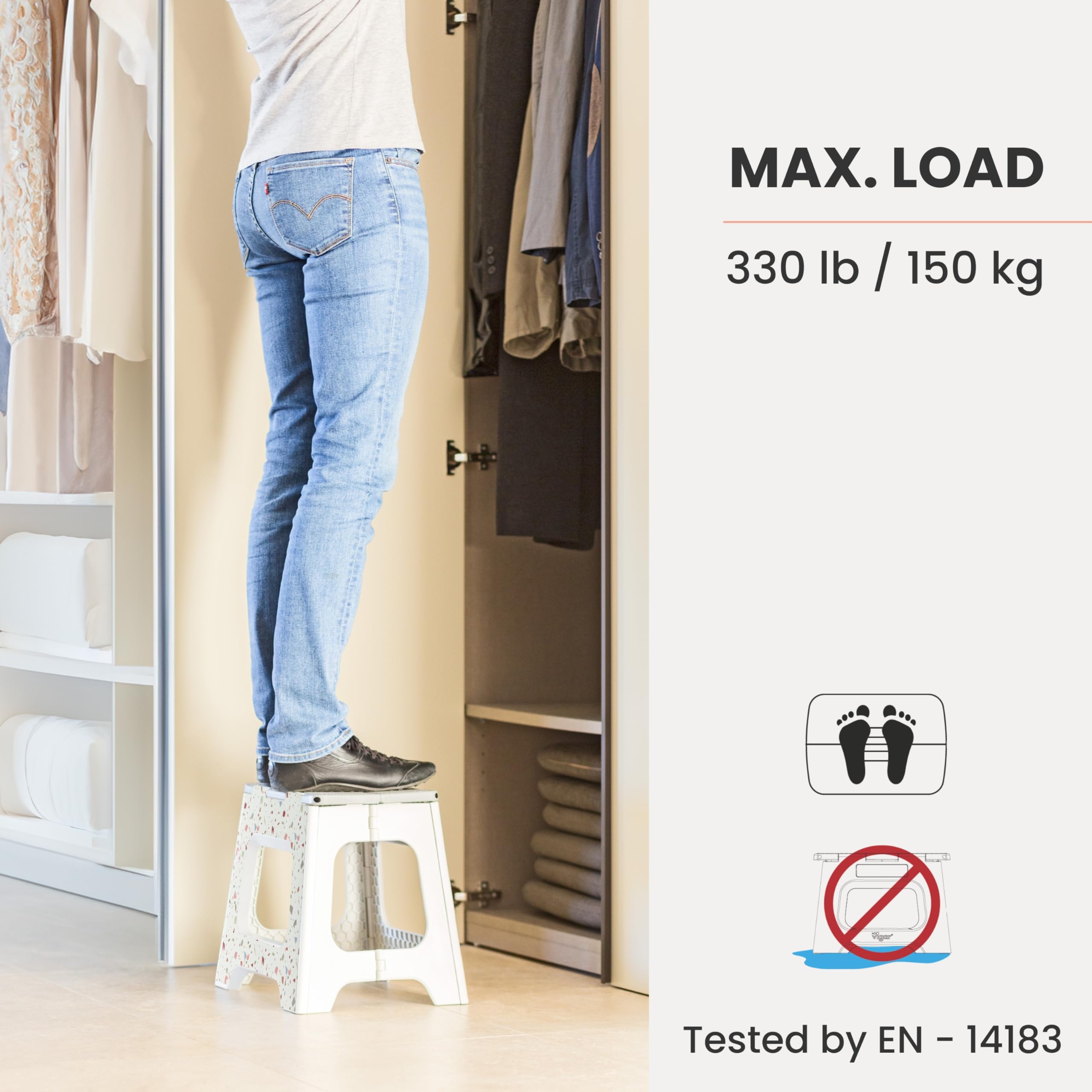 Vigar compact step stool textured feet stability on floors