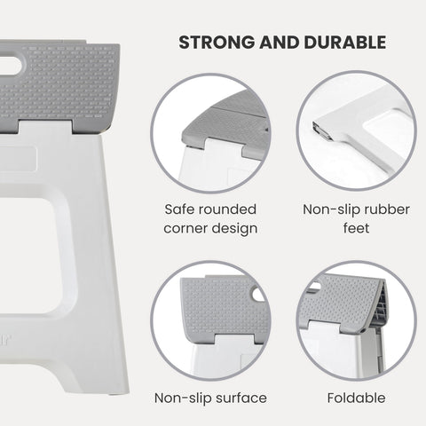 Vigar compact step stool with internal handle for easy carrying.