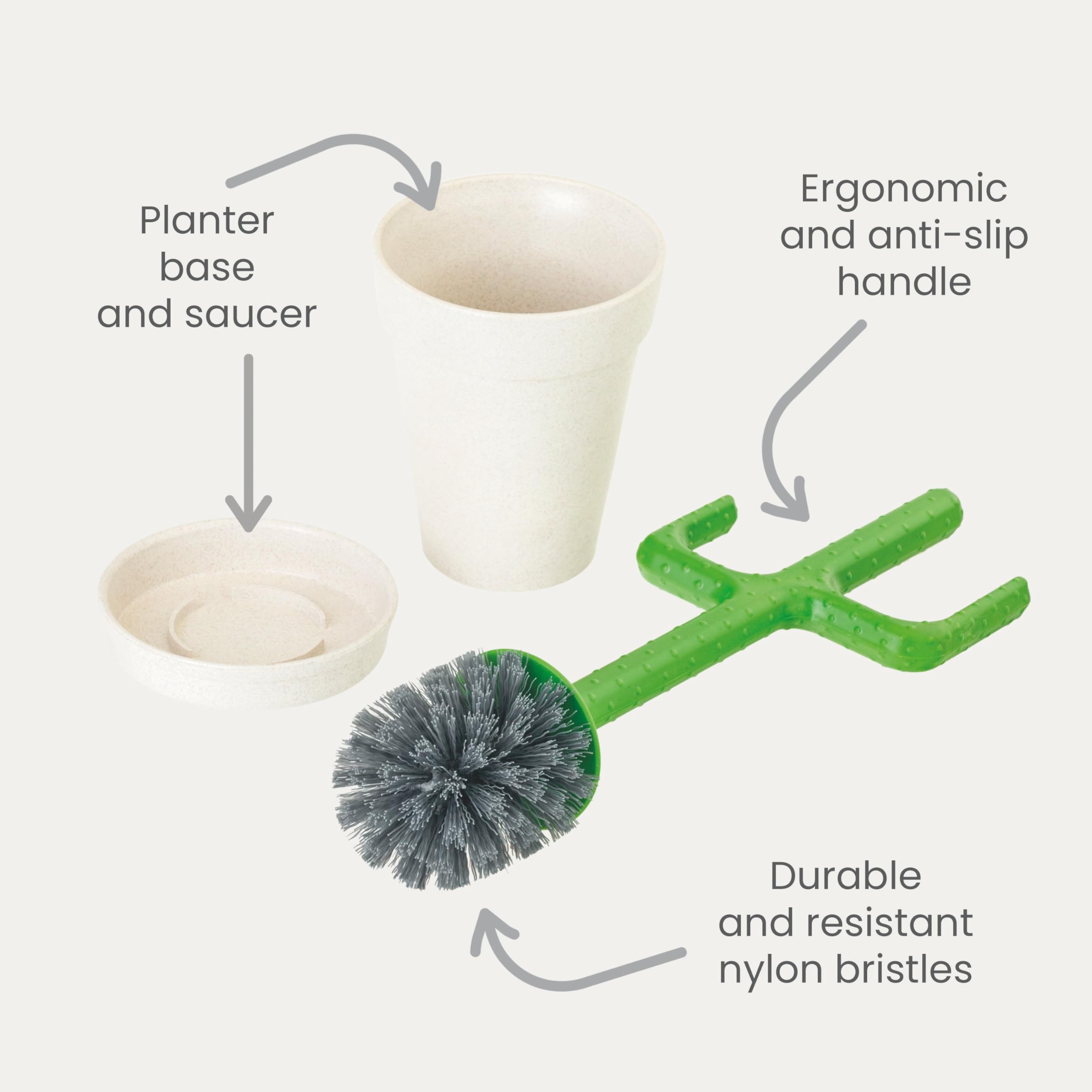 Vigar planter base and saucer keeps the brush neatly stored and ready.