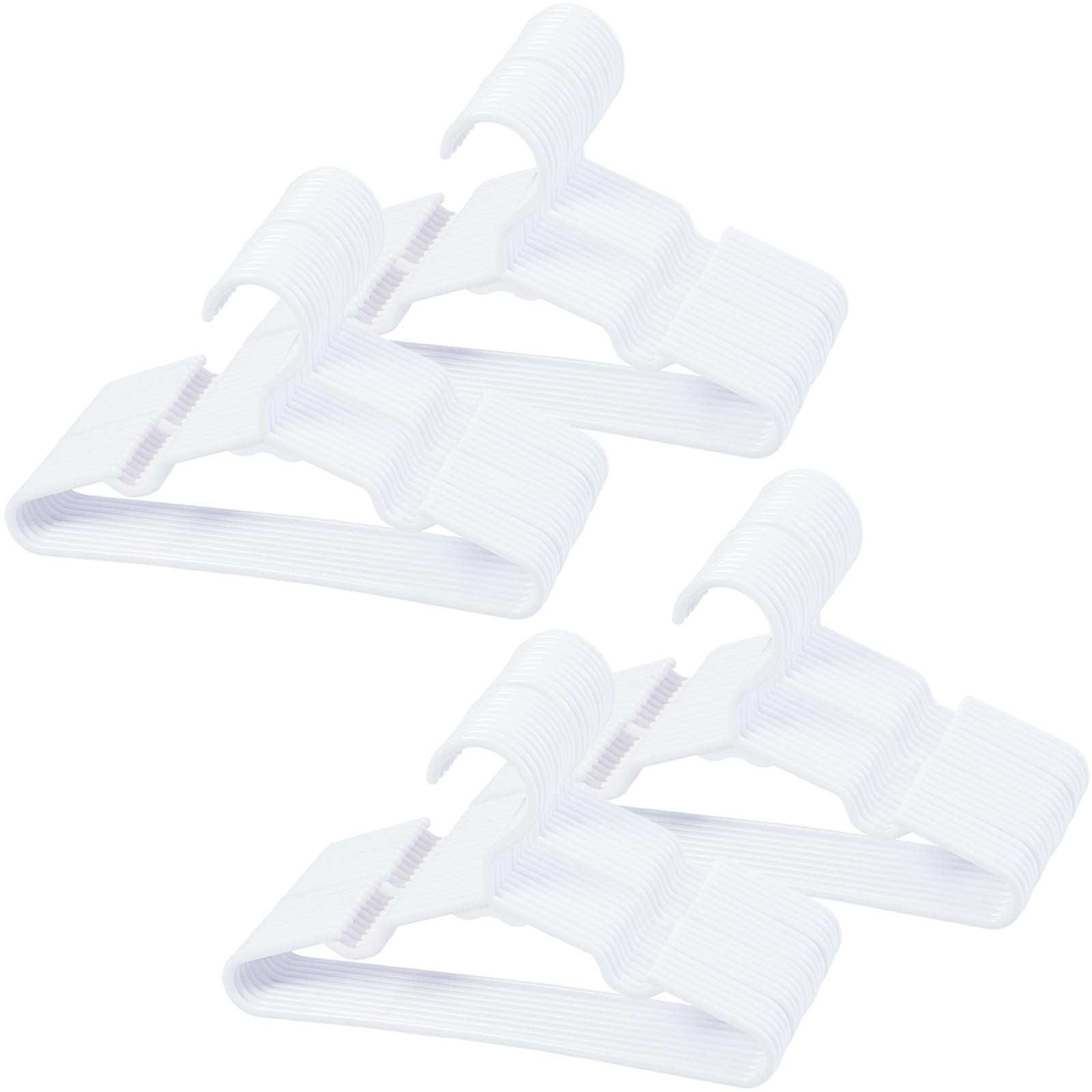 VIIBASE 80-piece white baby hanger set keeps newborn clothes organized.