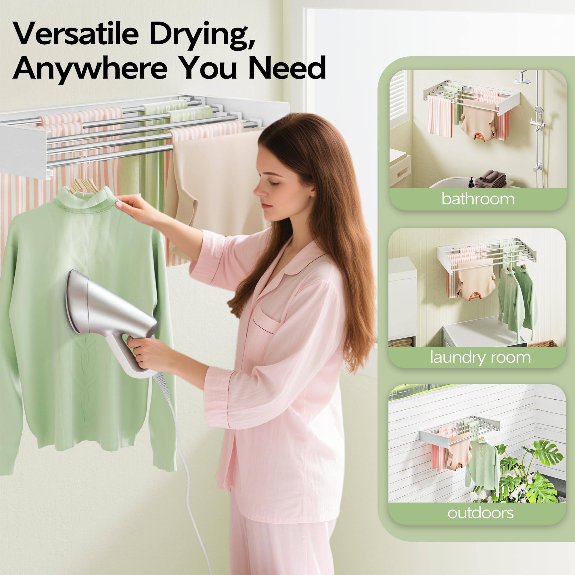 Vikaqi 5-rod heavy-duty rack provides sturdy support for daily laundry.