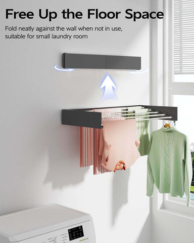 Vikaqi folding wall-mounted rack closed against the wall saving floor space