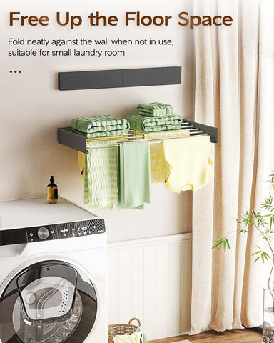 Vikaqi open 40-inch wall-mounted drying rack with six rods for drying large loads