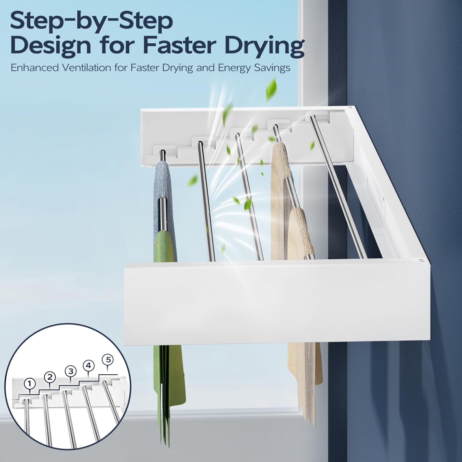 Vikaqi space-saving design folds flat against the wall after use.