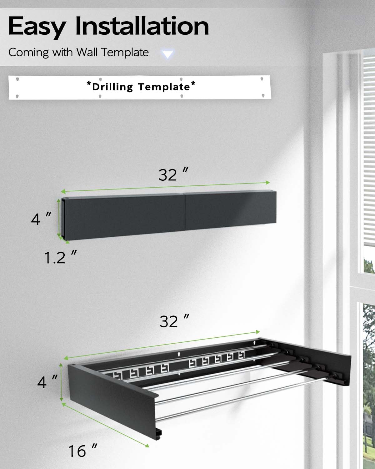 Vikaqi space-saving laundry area keeps floors clear during air drying