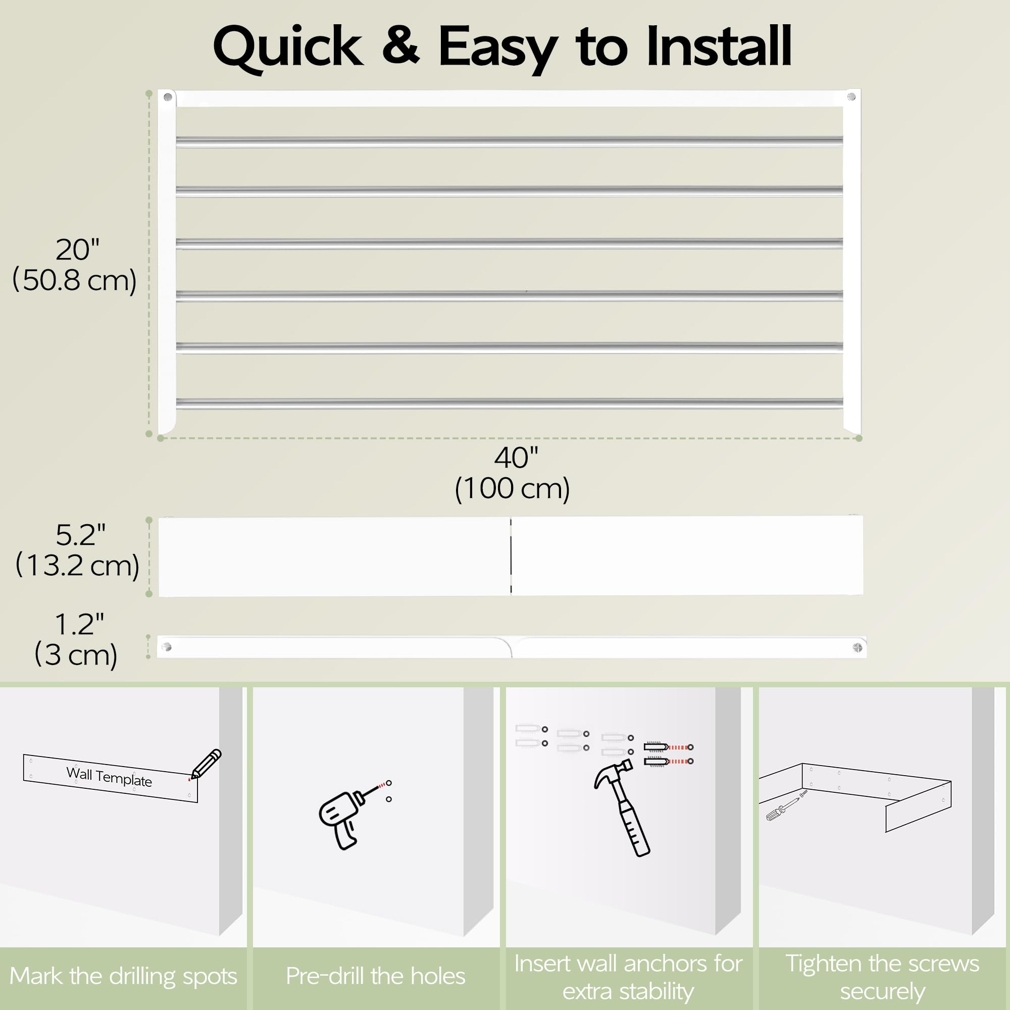 Vikaqi space-saving drying rack keeps floors clear during laundry.