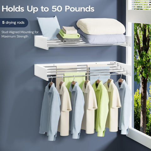 Vikaqi stainless steel rods support up to 60 lb for daily laundry.