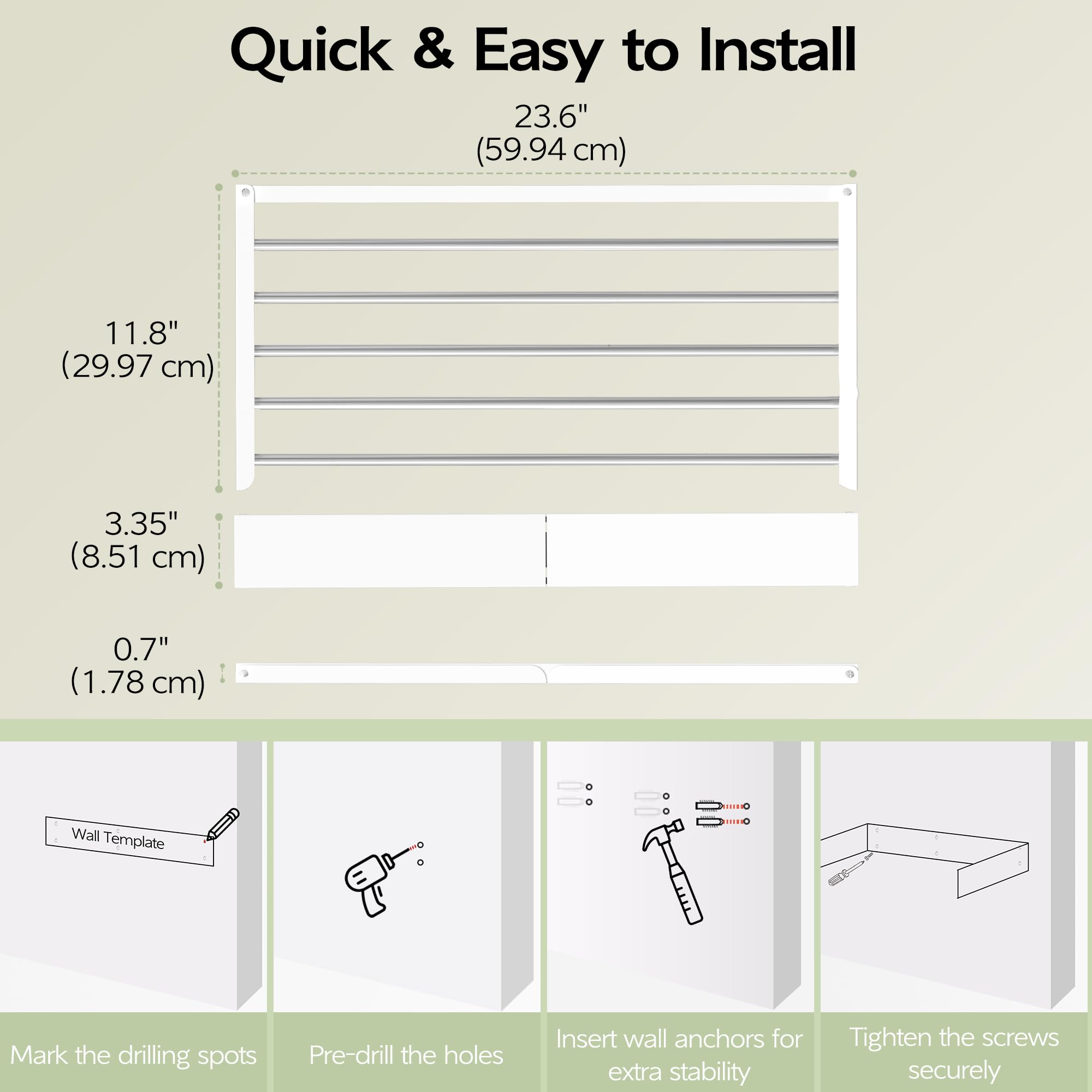 Vikaqi five-rod stainless steel rack supports towels and garments with durable performance