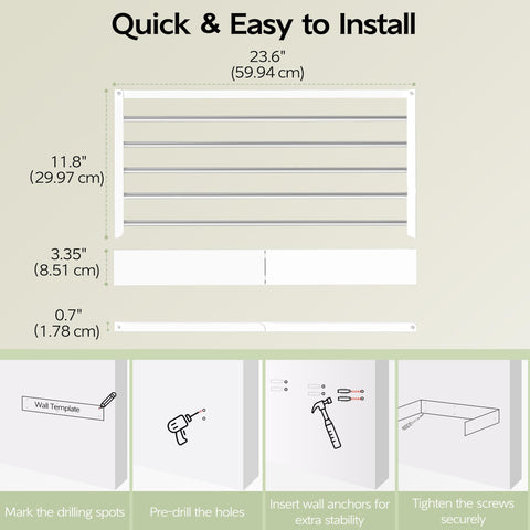 Vikaqi five-rod stainless steel rack supports towels and garments with durable performance
