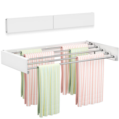 Vikaqi wall-mounted drying rack with five stainless steel rods for space-saving indoor drying