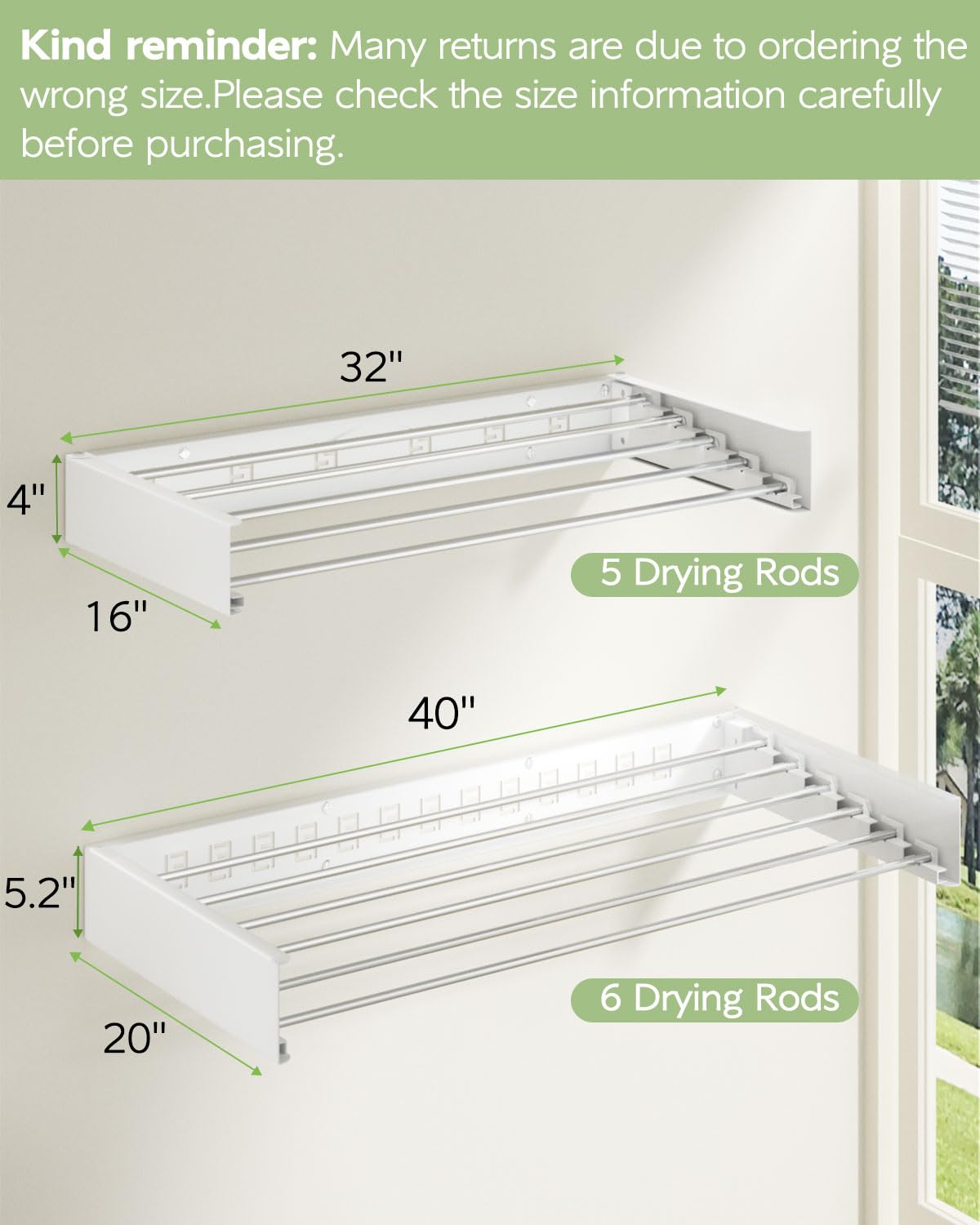 Vikaqi drying rack open with six rods ready for air-drying towels and clothes.