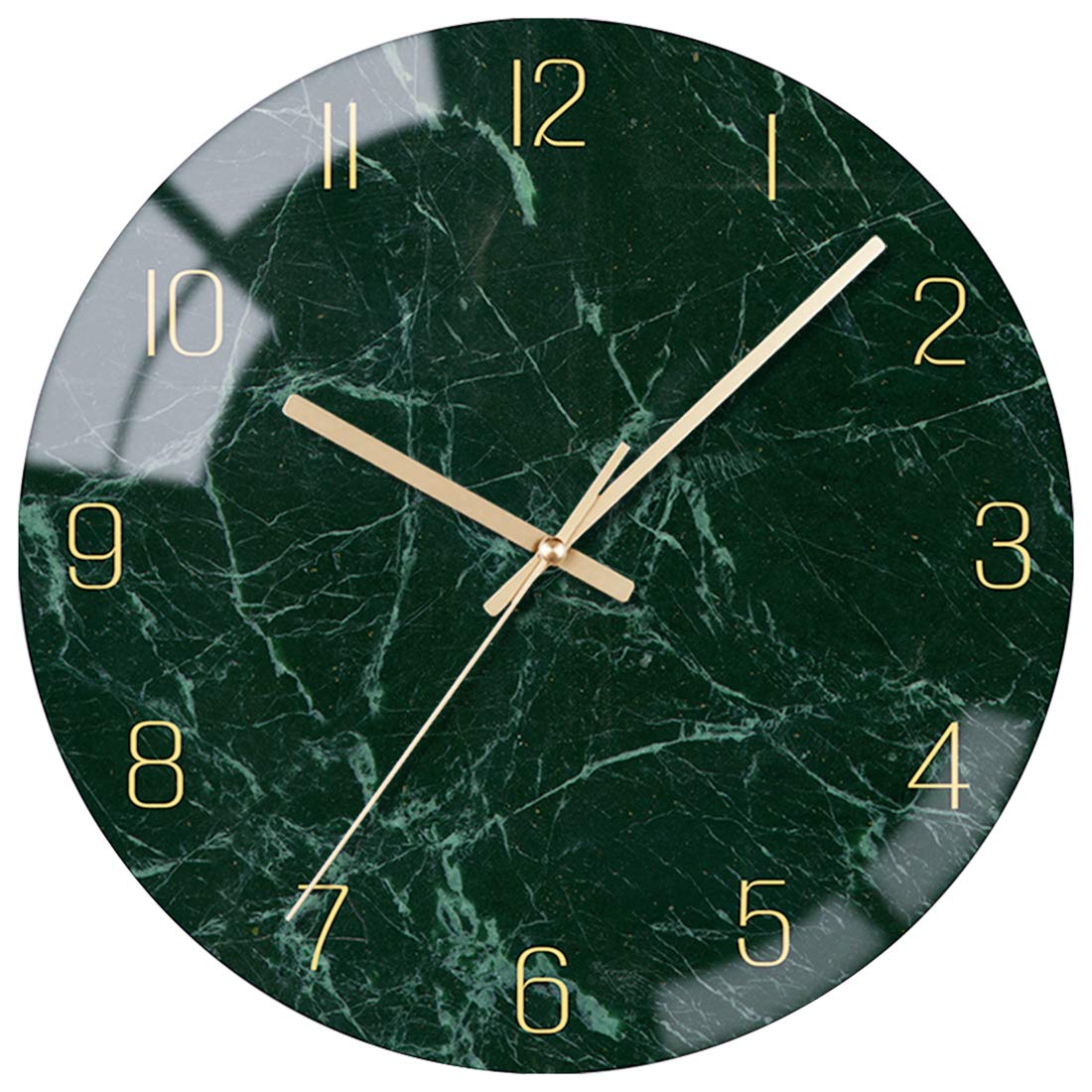 VIKMARI glass wall clock 12-inch front view with clear numerals for easy reading