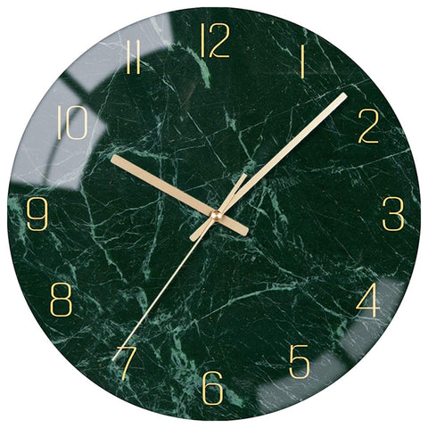 VIKMARI glass wall clock 12-inch front view with clear numerals for easy reading