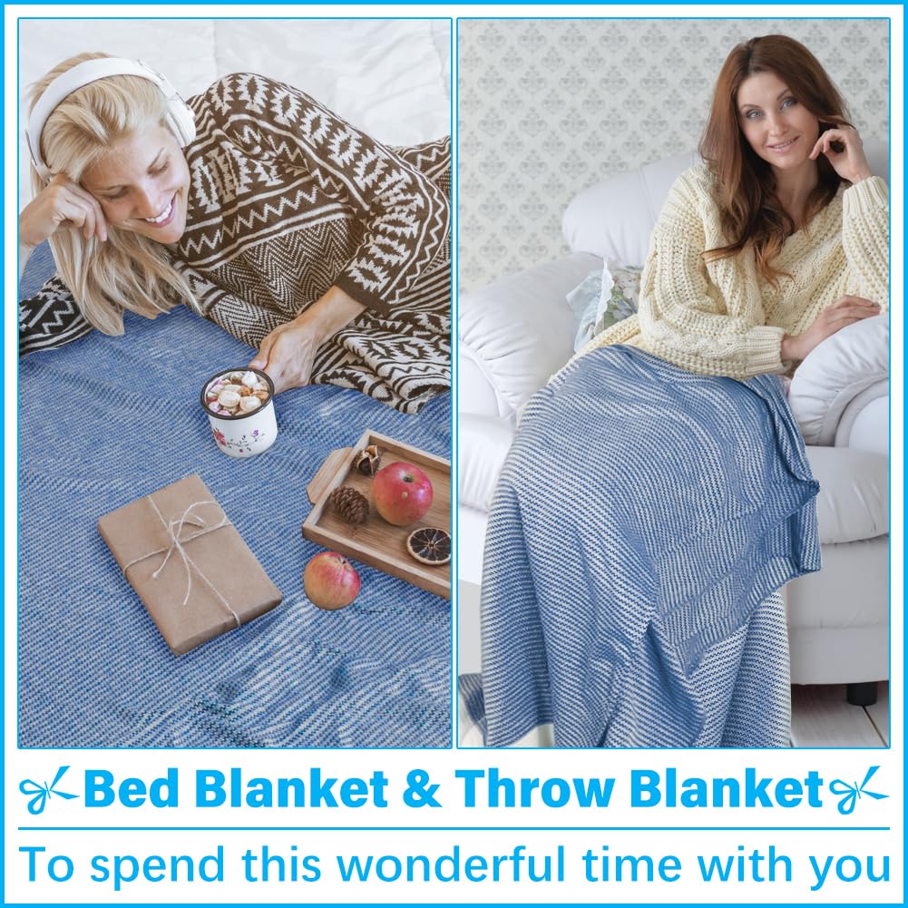 Vikumond blue lightweight towel blanket folds compactly for travel.