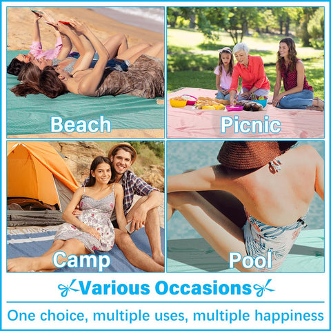 Vikumond blue portable towel blanket easy to carry for picnics and trips.