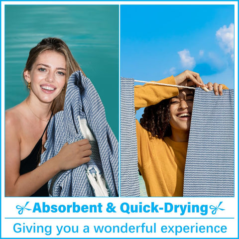 Vikumond blue quick-dry towel blanket dries fast after swimming.