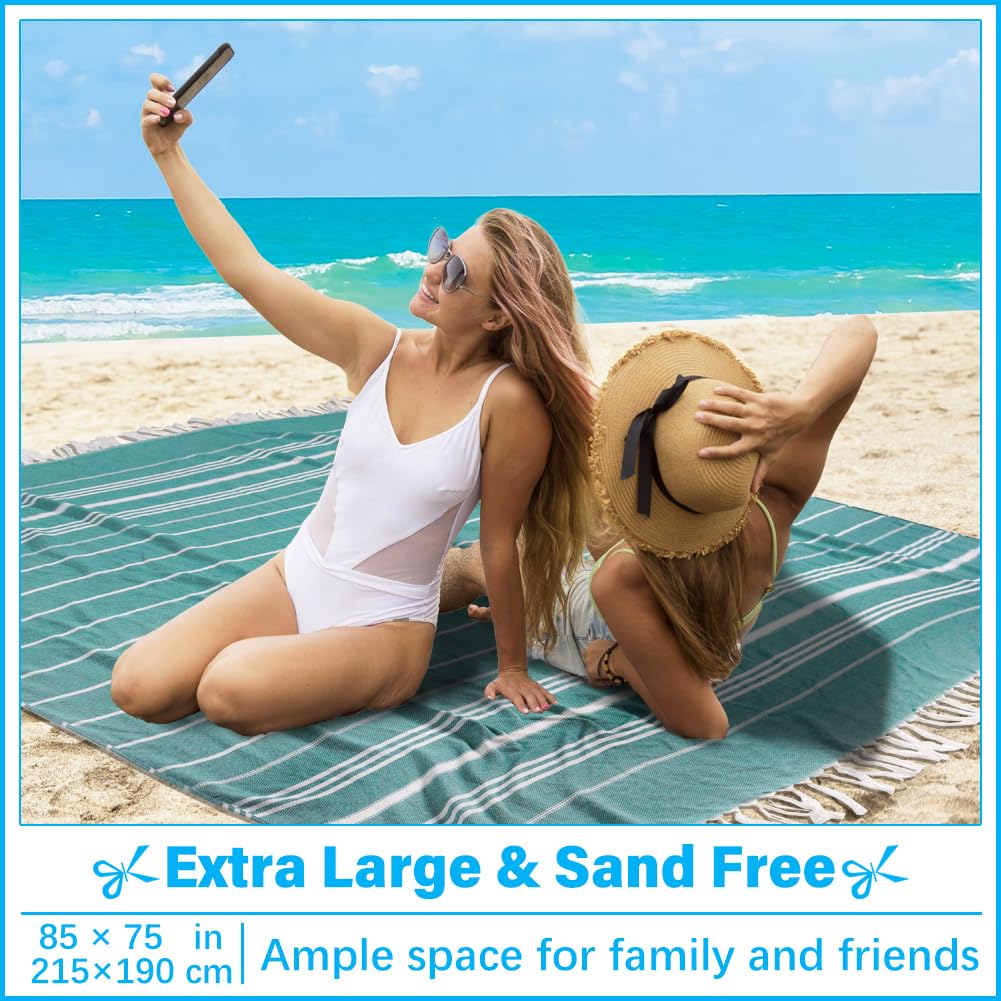 Vikumond sandproof Turkish beach towel blanket keeps sand away for easy cleanup