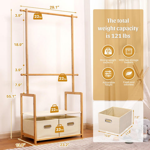 Vilaxing rack fits playrooms and toddlers bedrooms for neat dressing areas.