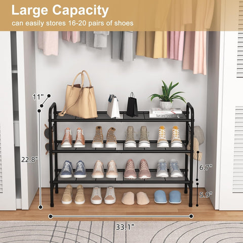 Removable shelf on Vilick rack creates extra space for boots and bags.