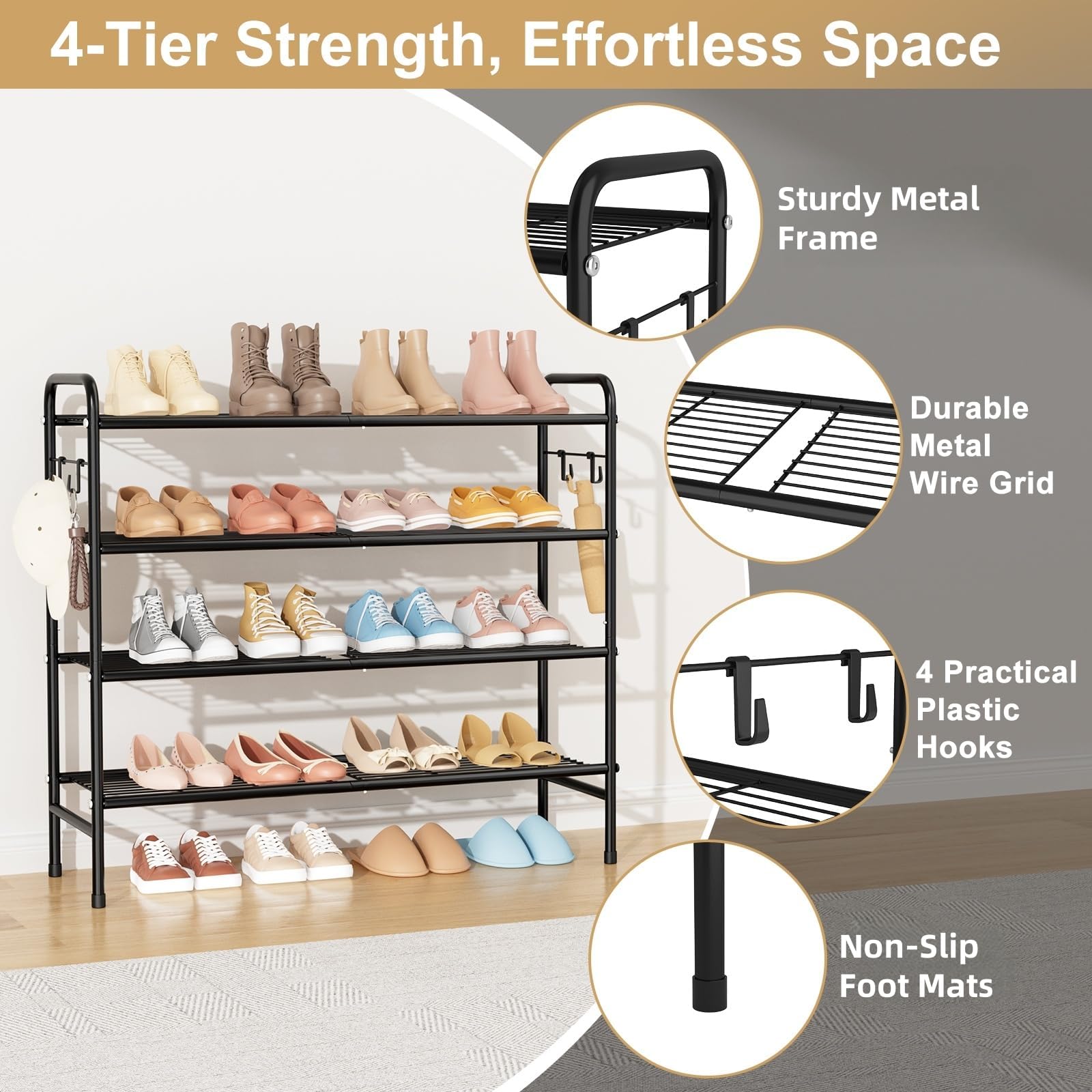 VILICK 4-side-hooks on the rack for accessories