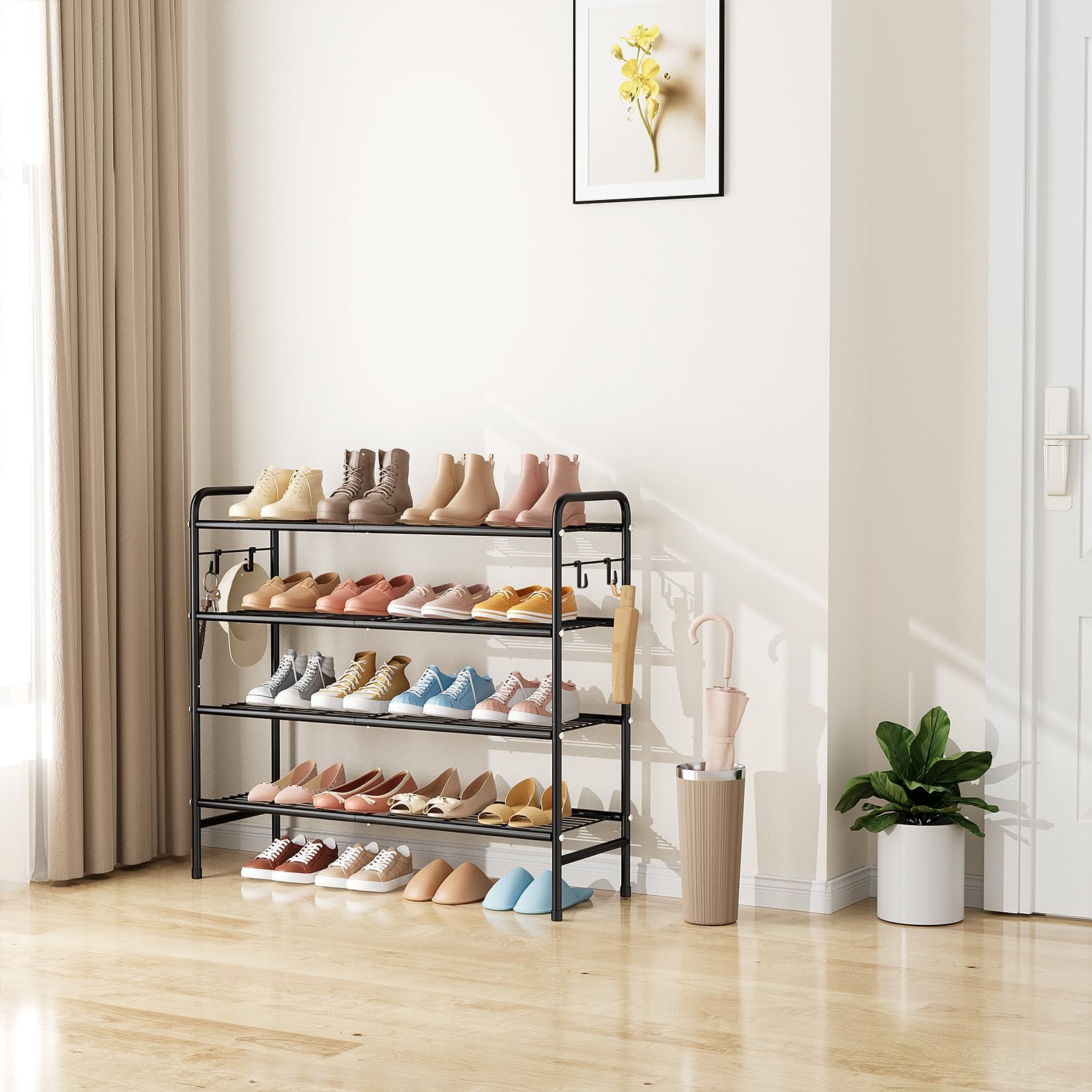 VILICK fully assembled 4-tier metal shoe rack