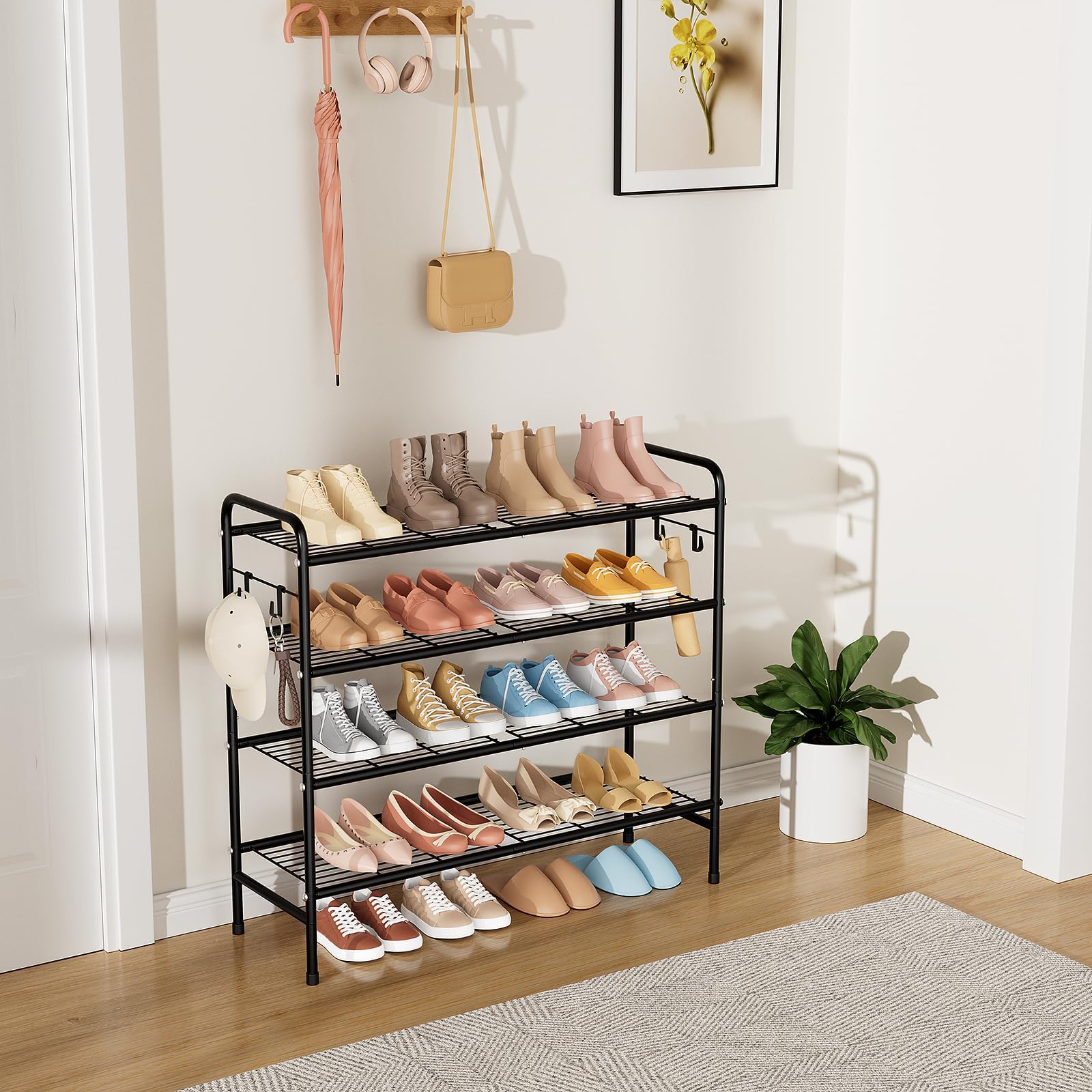VILICK shoe rack side view highlighting slim footprint